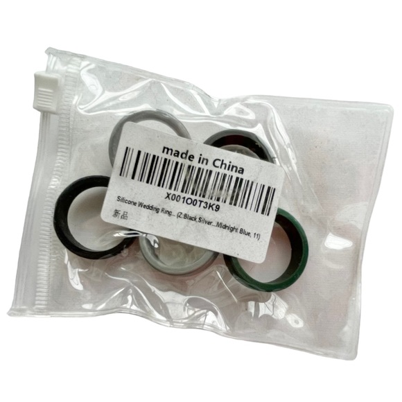 NEW 5 Silicone Rings Bands Size 11 Wedding Sport Gray Silver Black Green - Picture 7 of 8